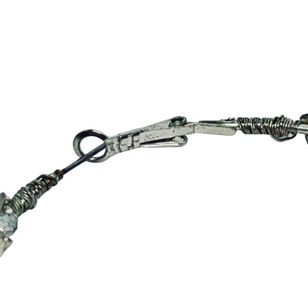 Large Silver Tone Wrapped Hoop Pierced Earrings (5540) - Picture 4 of 5